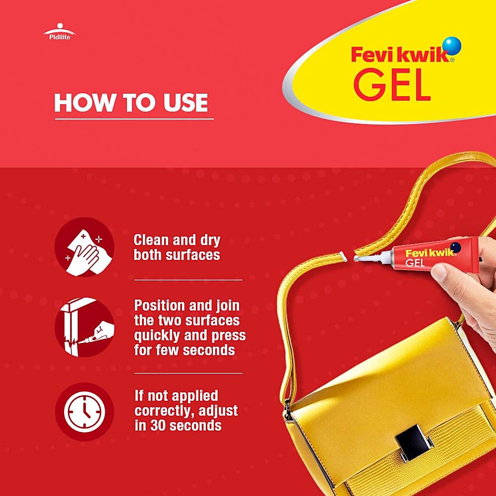 Fevikwik Gel 3 gms Non-Drip Instant Adhesive (Pack of 12 Pcs)