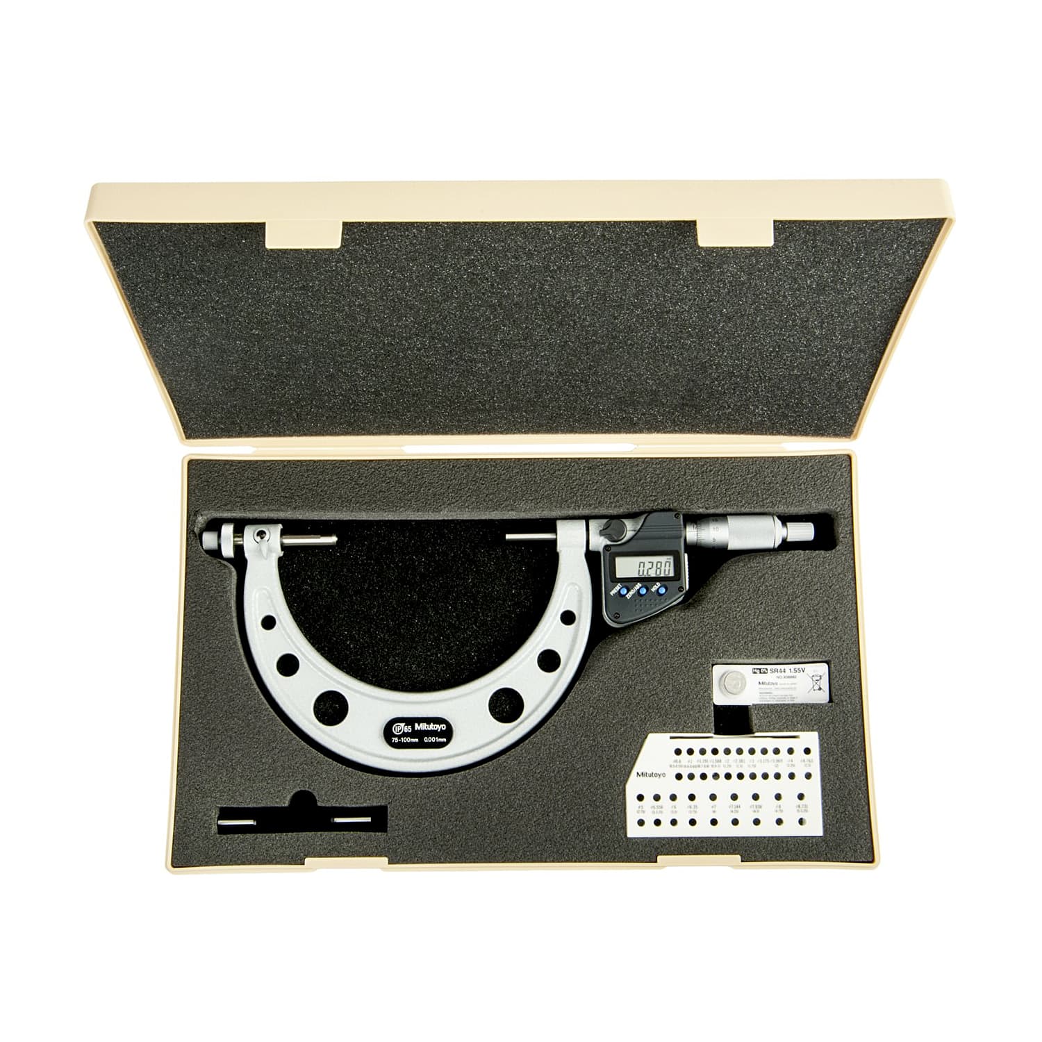 Mitutoyo 75 - 100 mm Digital Gear Tooth Micrometer (IP65), 324-254-30