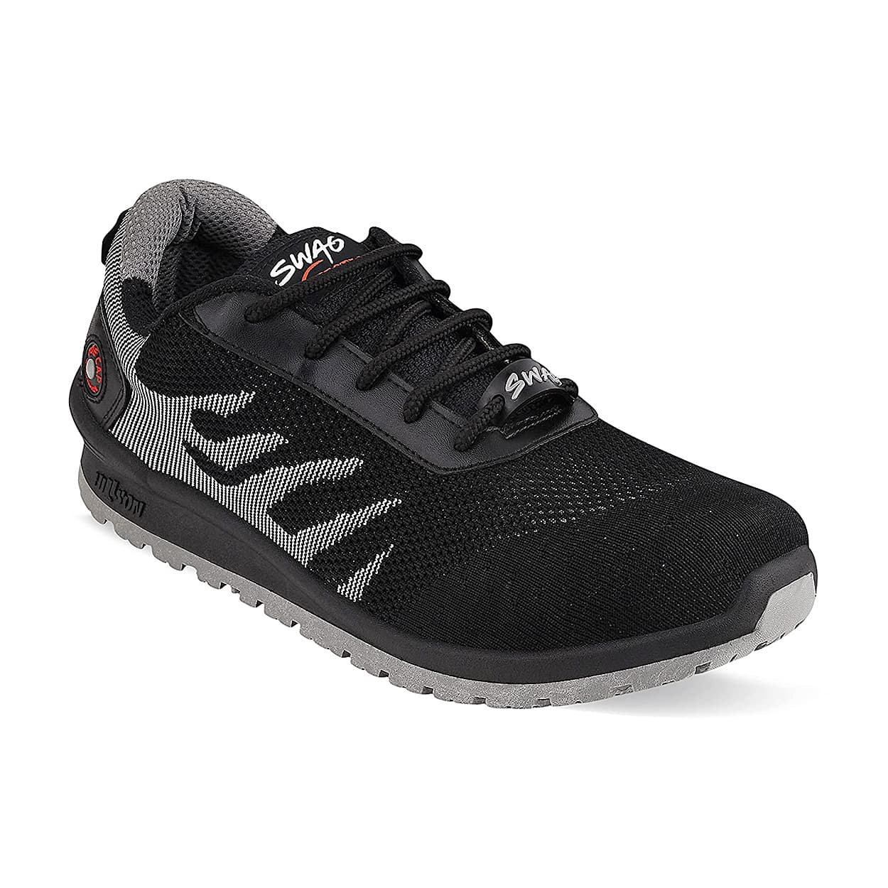 Hillson Dual Density TFP Sole Synthetic Leather Swag Safety Shoes - Steel Toe (Black & Grey), Swag-1907