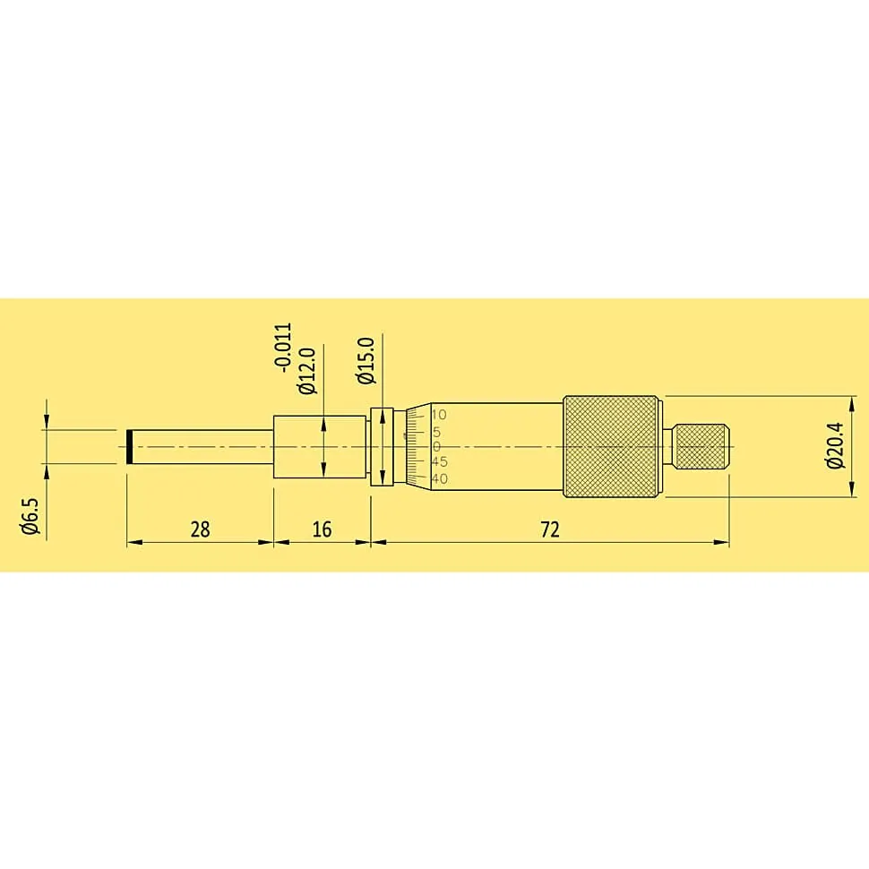 Baker 0 - 1 inch Micrometer Head (Plain Holding Diameter), IN1 - HP