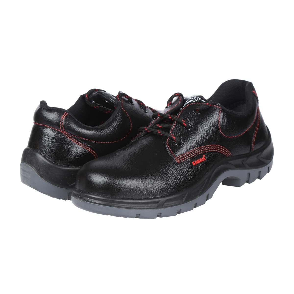 Karam Men's Deluxe Leather Safety Shoe - Steel Toe (Black & Light Grey), FS01BL