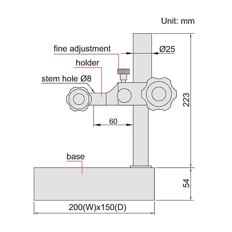 Insize 170 mm Granite Dial Indicator Stand with Fine Adjustment (Basic Type), 6841-170D