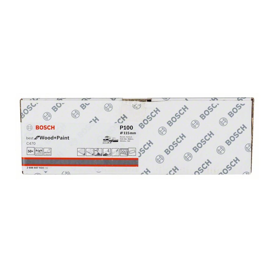 Bosch 115 mm x 230 mm / 100 Grit Sanding Sheet (Pack Of 50 Pcs), 2 608 607 934