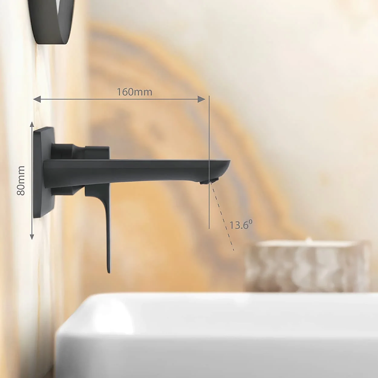 Kohler Aleo+ Single Control Wall Mount Basin / Lavatory Faucet In Matte Black Finish, K-5684IN-4ND-BL