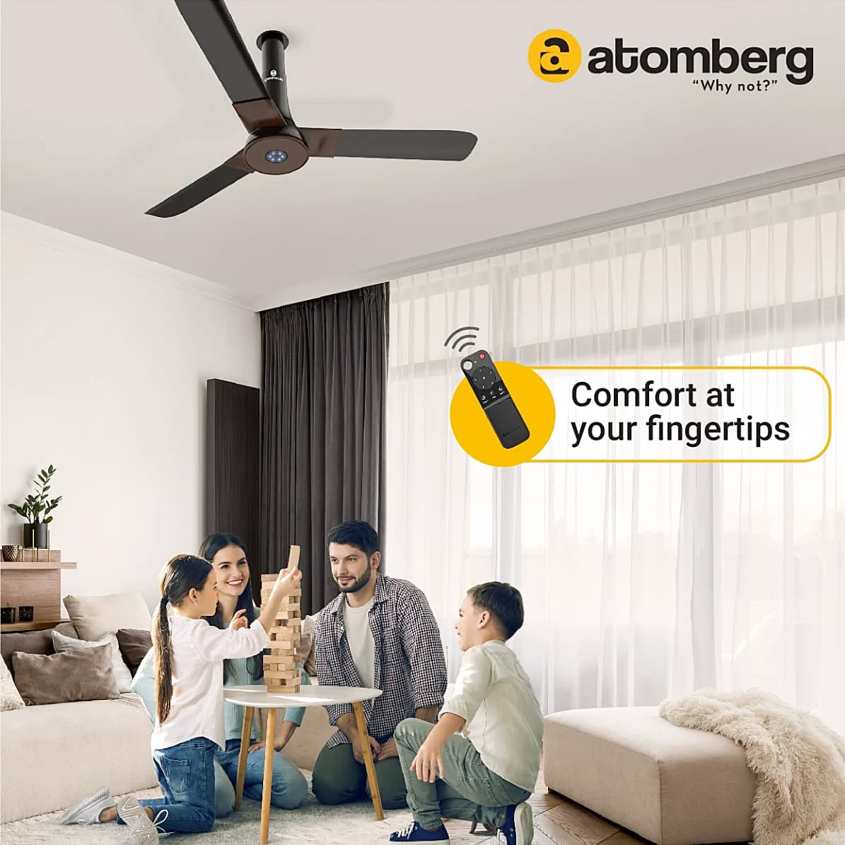 Atomberg Studio+ 1200 mm Energy Saving Ceiling Fan with BLDC Motor (Earth Brown)
