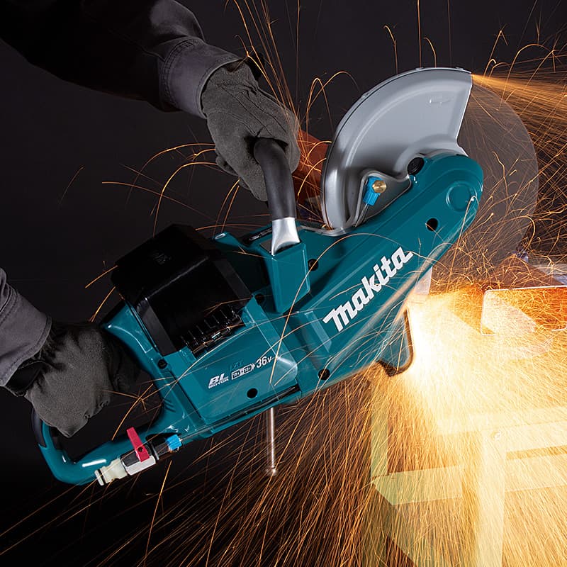 Makita 18V X2 (36V) LXT BL 230 mm Cordless Power Cutter (Electric Brake) with Rapid Charger & 2 Pcs 5.0Ah Batteries, DCE090T2X1