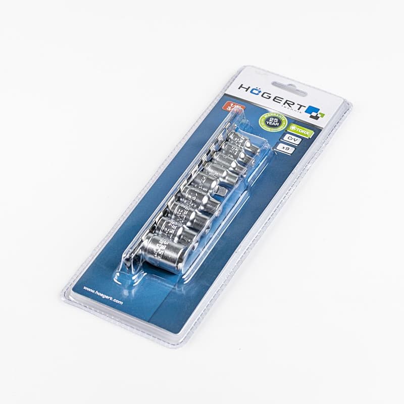 Hogert 9 Pcs 1/4 & 3/8 Inch Sq. Drive Torx Bit Socket Set, HT1A884