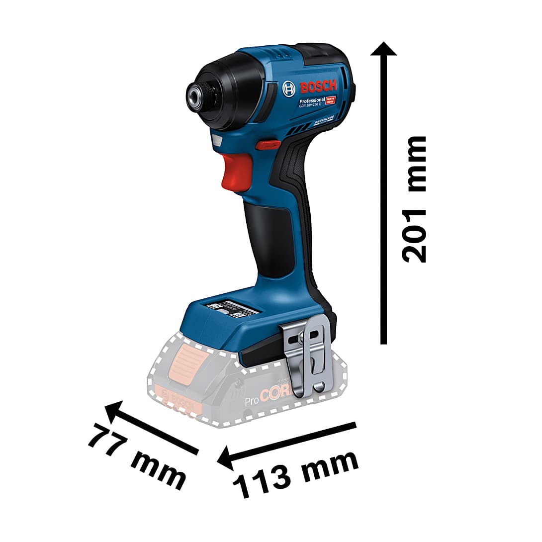 Bosch 18V Professional Cordless Impact Driver (Bare Tool), GDR 18V-220 C