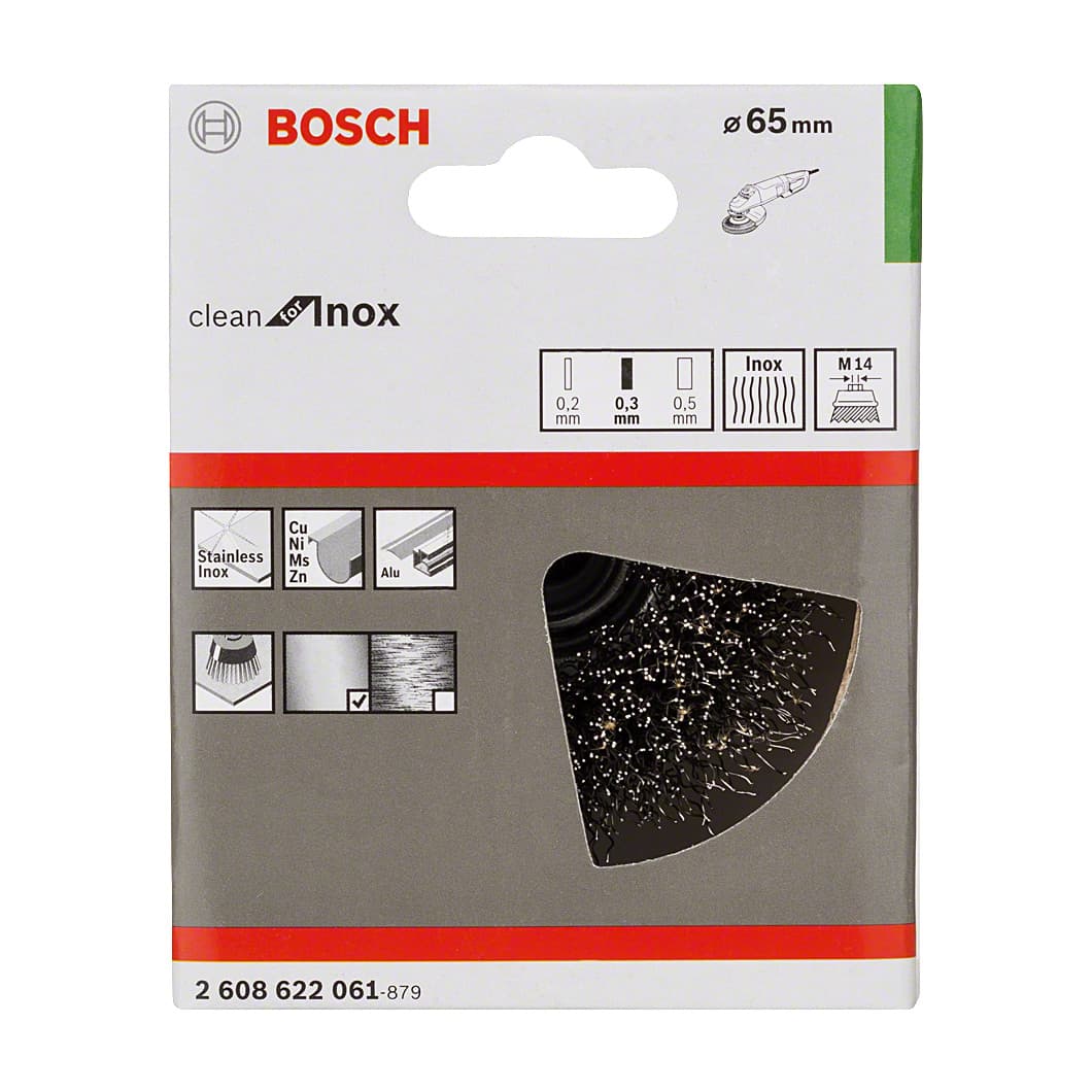 Bosch 65 mm Dia. Wire Cup Brush with Crimped Wire (Inox), 2 608 622 061
