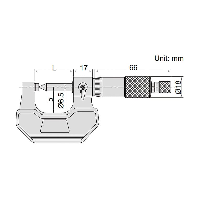 Insize 0 - 25 mm Crimp Height Micrometer, 3266-25BA