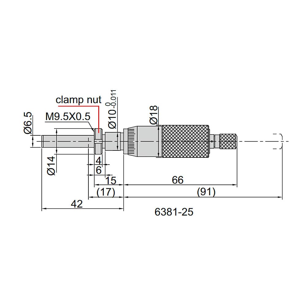 Insize 0 - 25 mm Micrometer Head, 6381-25W
