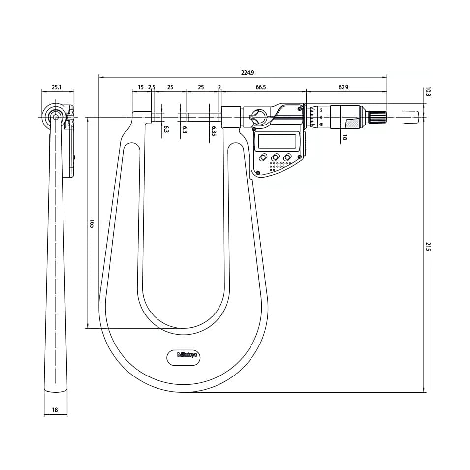 Mitutoyo 1 - 2 inch Digital Sheet Metal Micrometer (Type A), 389-352-30