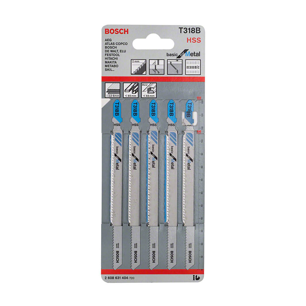 Bosch 132 mm Jigsaw Blades Basic for Metal (T 318 B), 2 608 631 404