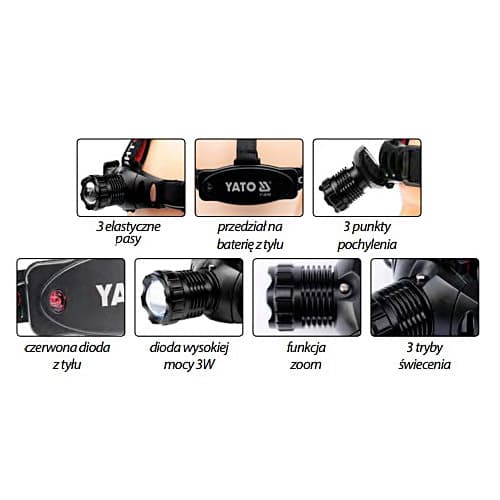 Yato 3W Headlamp With Zoom, YT-08590