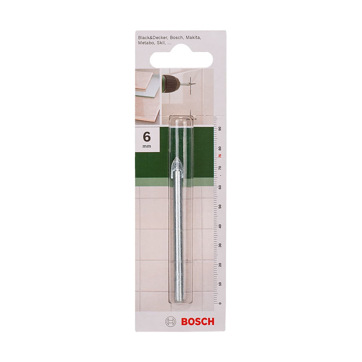 Bosch 6 mm Dia Glass & Tile Drill Bit, 2 609 255 467
