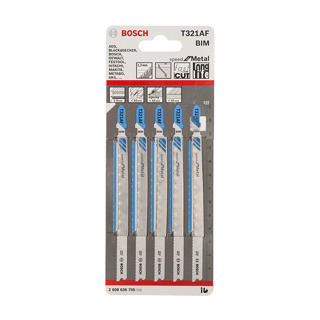 Bosch 132 mm Jigsaw Blades Speed for Metal (T 321 AF), 2 608 636 705