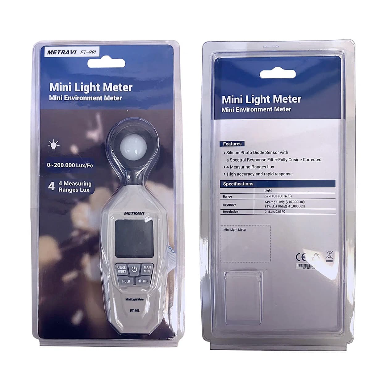 Metravi 0 - 20000 FC Digital Lux Meter (Mini Environment Meter), ET-99L