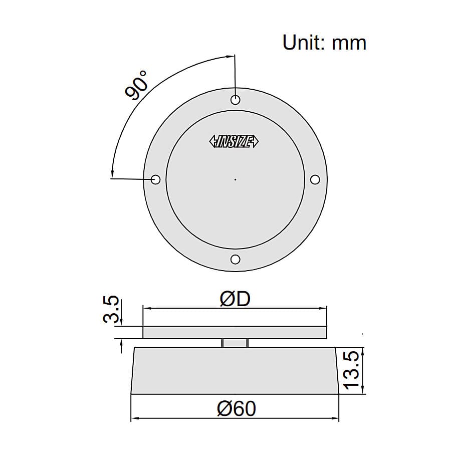 Insize 51.5 mm Magnetic Back For Digital/Dial Indicators, 7331-M1