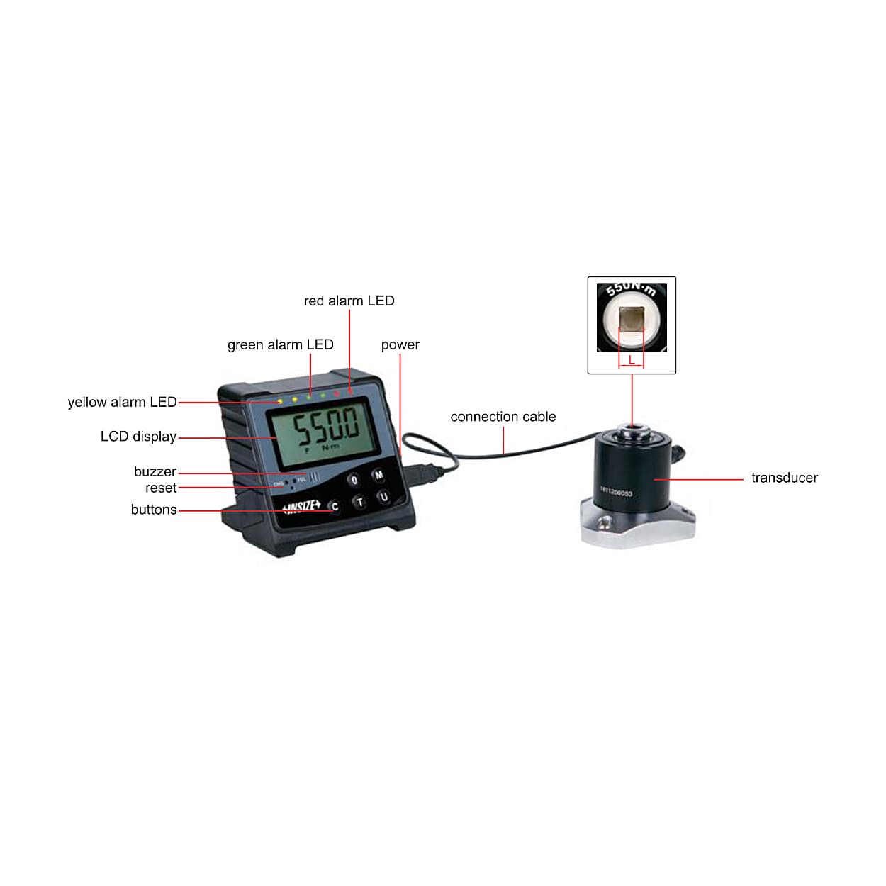 Insize 0.1 - 0.5 nm Digital Torque Tester (1/4 Inch Sq. Drive), IST-TT05