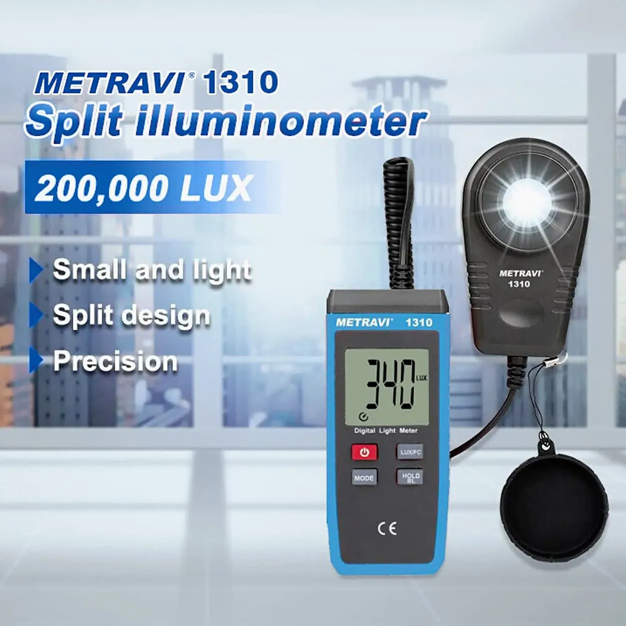 Metravi 0 - 199900 FC Auto-Ranging Digital Lux Meter (Measures In Lux & In Foot Candle), 1310