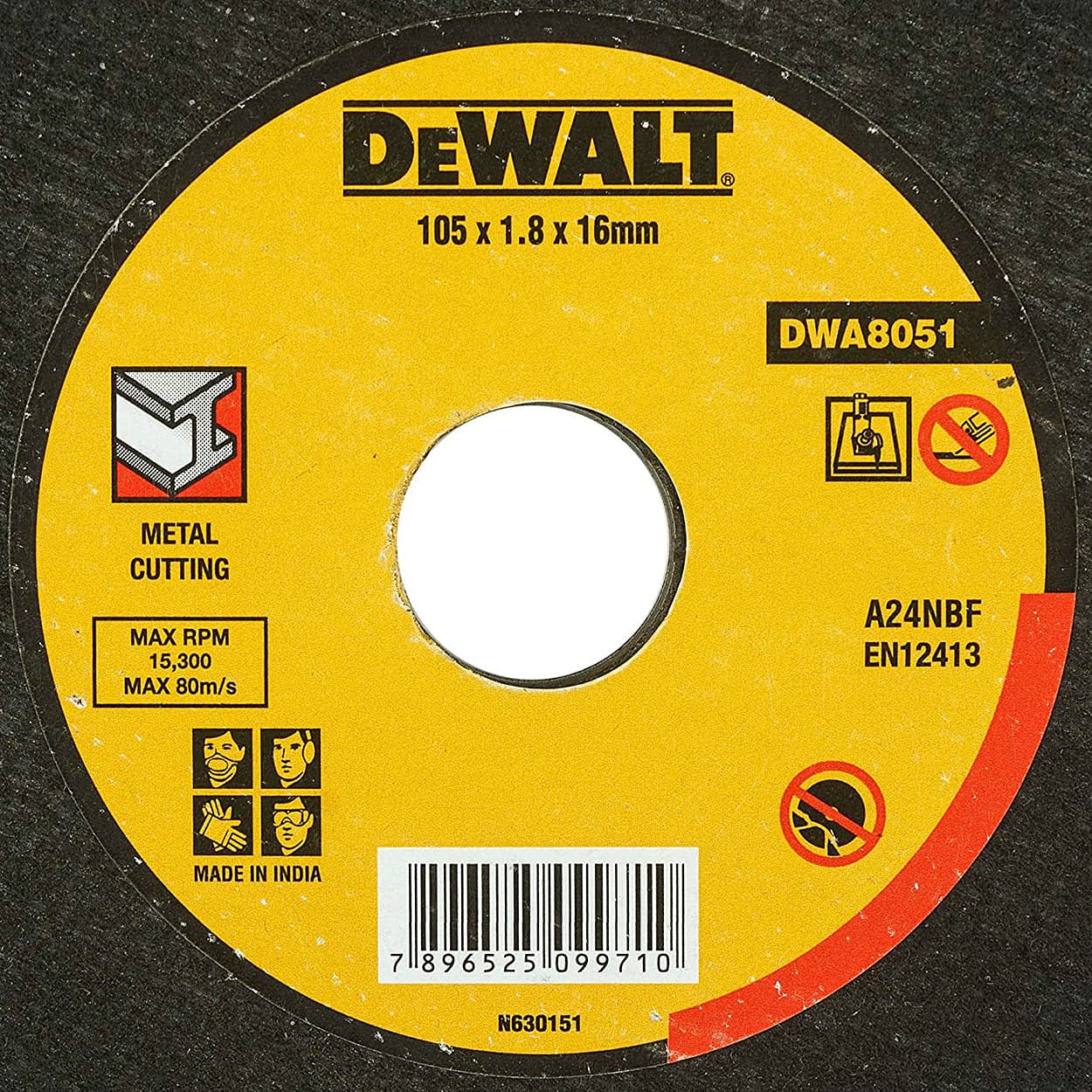 Dewalt 105 x 1.8 x 16.0 mm Metal Cutting Wheel, DWA8051-IN