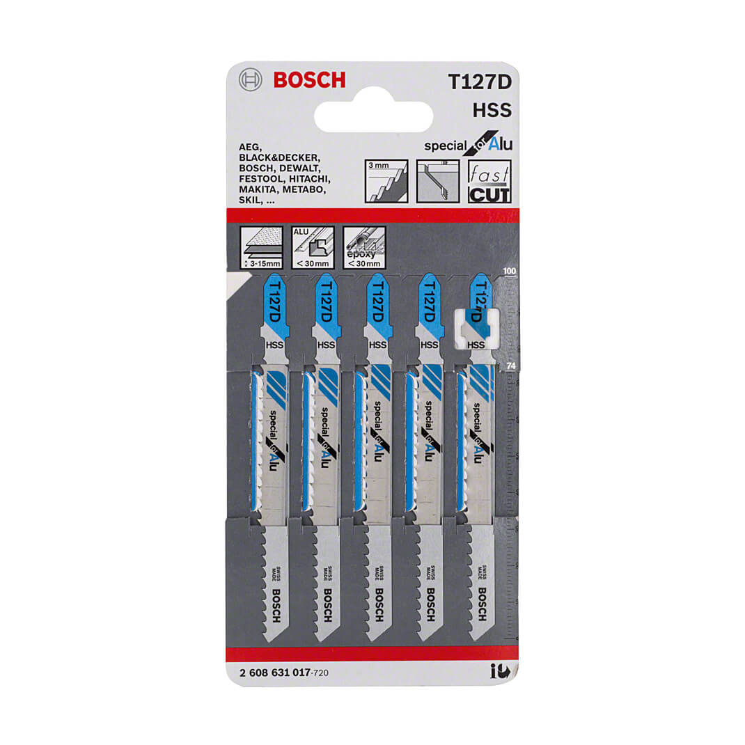 Bosch 100 mm Jigsaw Blades Special for Aluminium (T 127 D), 2 608 631 017