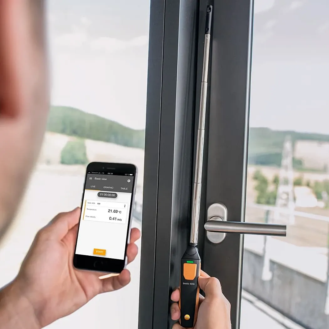 Testo 0 - 30 m/s Thermal Anemometer with Smartphone Operation, Testo 405i
