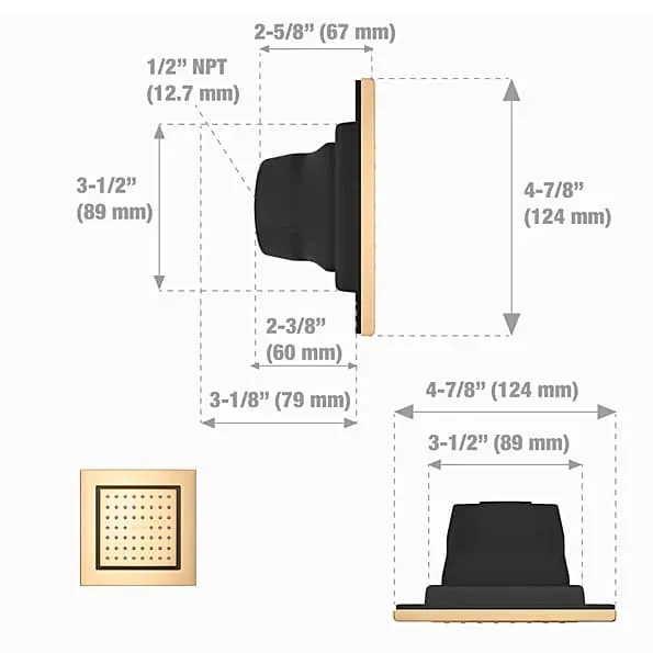 Kohler Watertile 54 Nozzle Square Body Spray With Soothing Spray In French Gold Finish, K-8002IN-AF