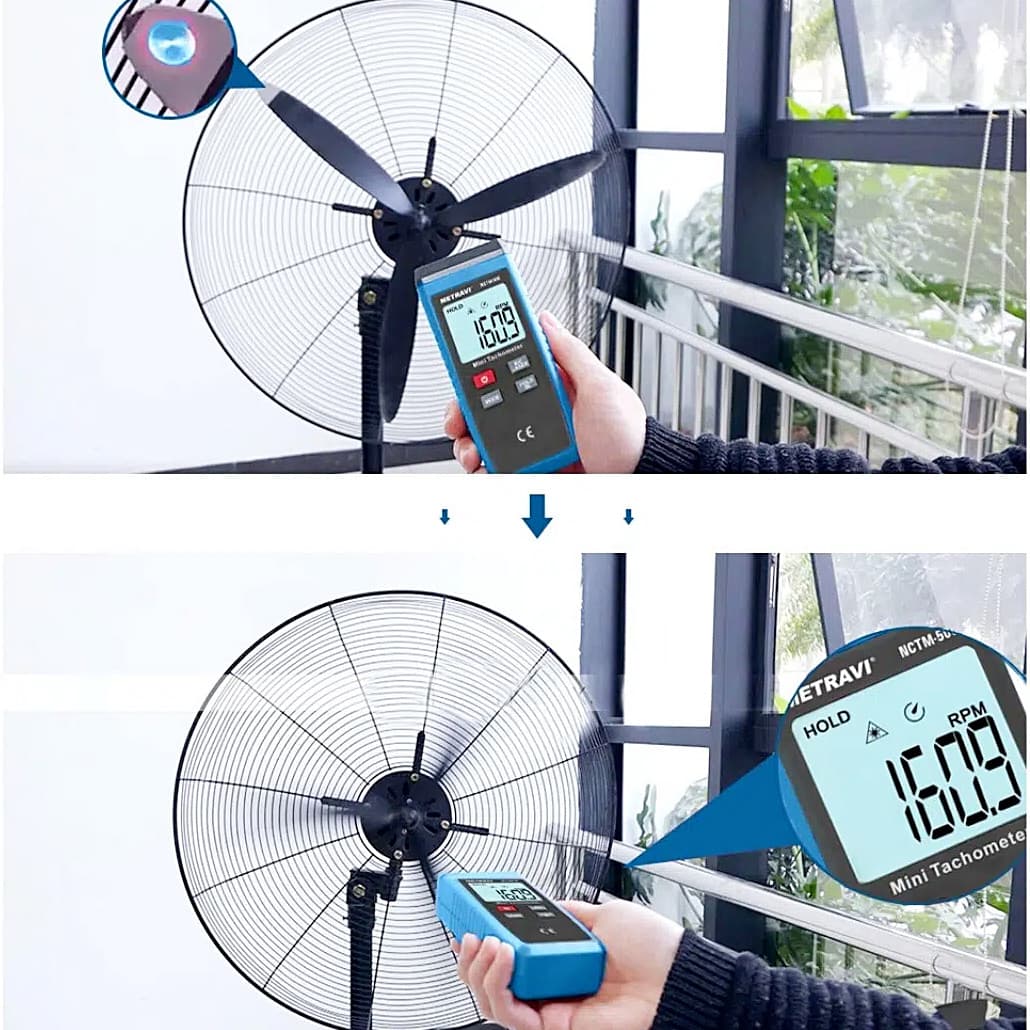 Metravi 10 - 99999 RPM Non-Contact Digital Tachometer, NCTM-500