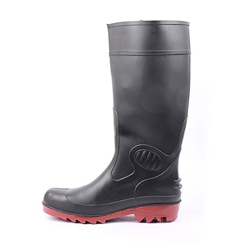 Hillson Dragon 512 Dual Density PVC Safety Gumboots with Steel Toe - Black & Red (15 inch Height)