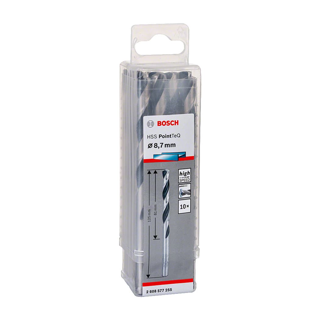 Bosch 8.70 mm HSS Metal Drill Bits PointTeQ Range (Pack of 10 Pcs), 2 608 577 255