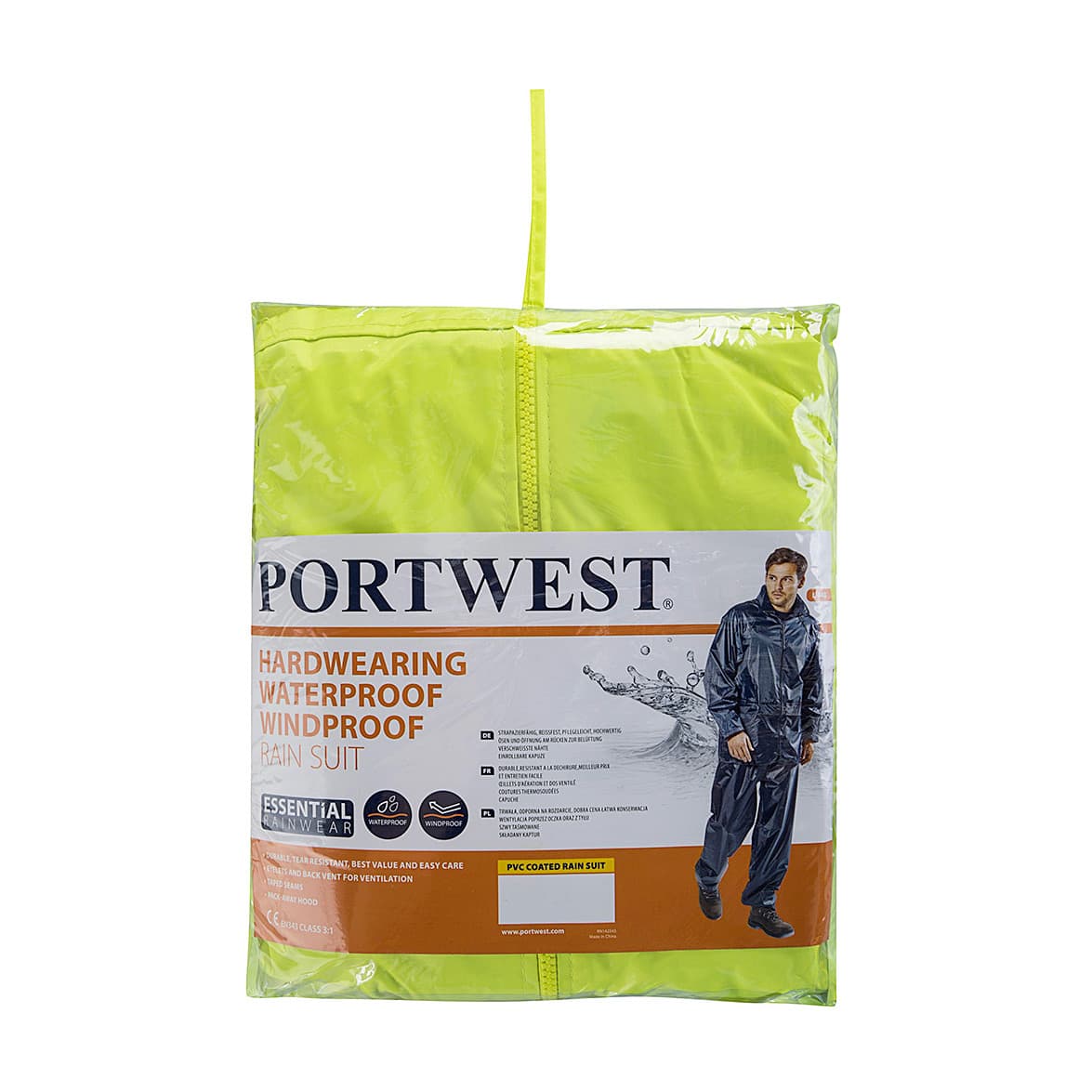 Portwest Essentials 2 Piece Rainsuit (Yellow), L440YERL