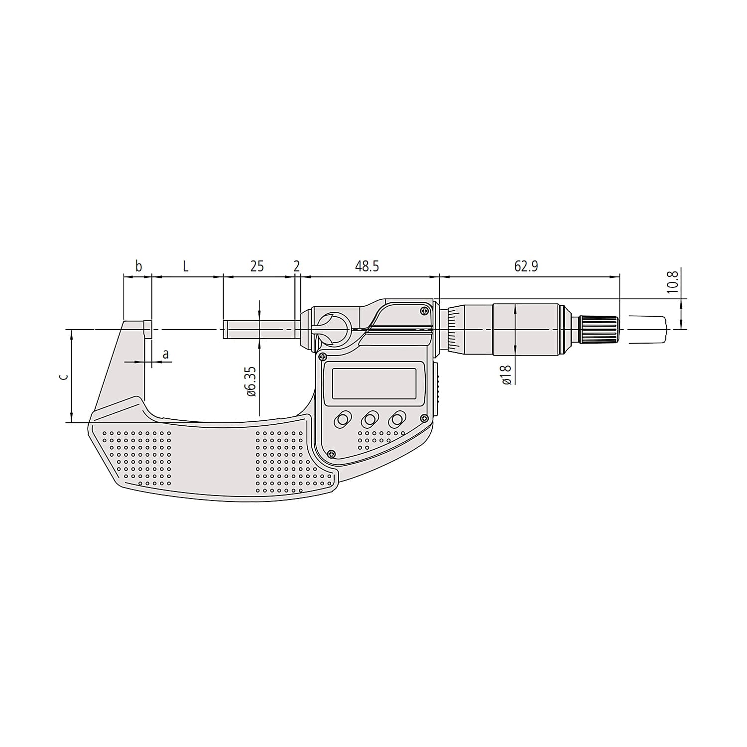 Mitutoyo 2 - 3 inch / 50.8 - 76.2 mm Digital Micrometer With Ratchet Stop & Without SPC Data Output (IP65 Coolant-Proof), 293-342-30