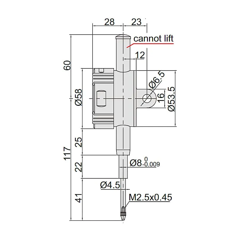 Insize 0 - 25.4 mm / 1 inch Flat Back Digital Indicator (Advanced Type), 2104-25F