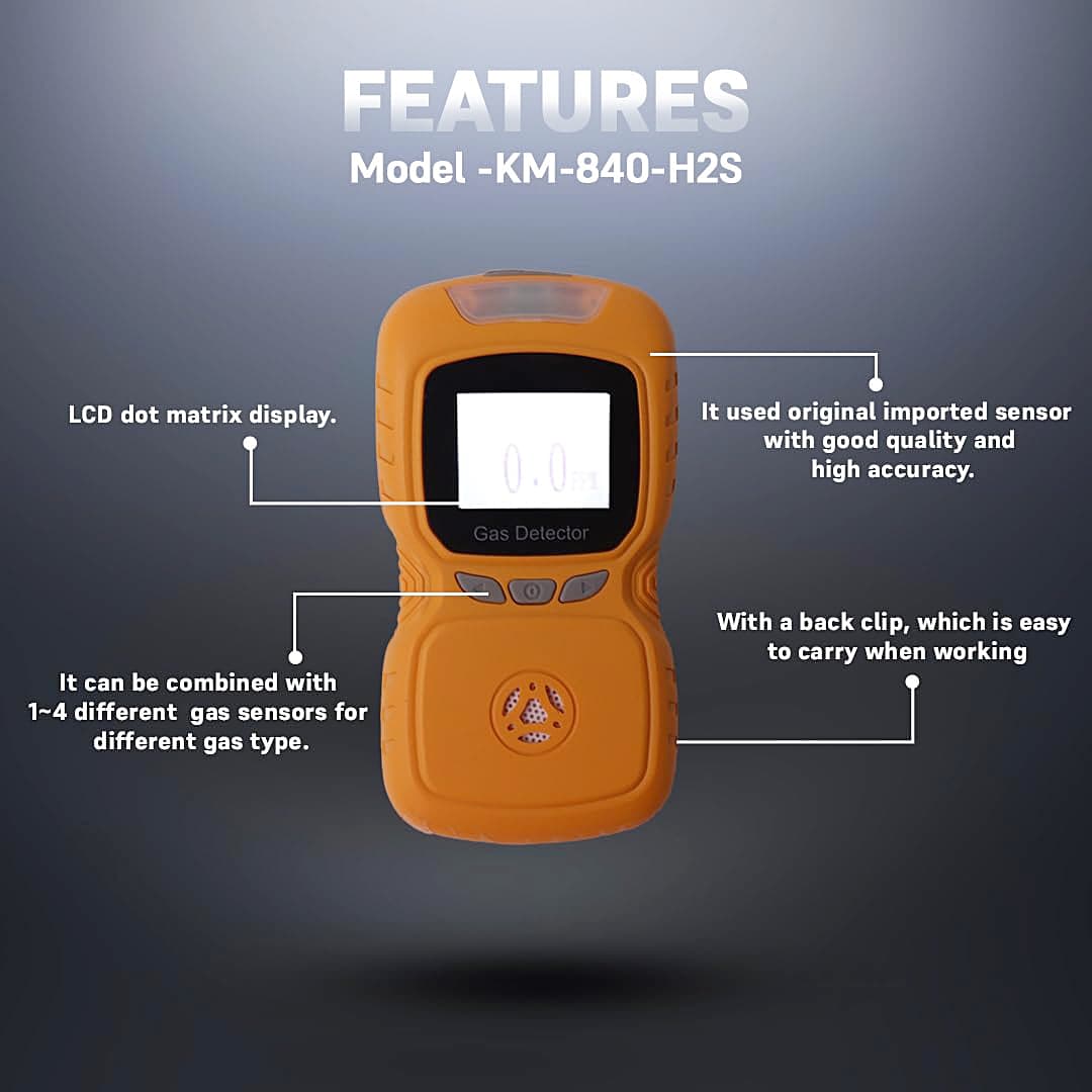 Kusam-Meco 0 - 100 PPM Portable Hydrogen Sulphide Gas Detector, KM 840-H2S