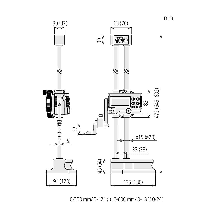 Mitutoyo 300 mm / 12 inch Double Column Digital Height Gauge, 192-630-10