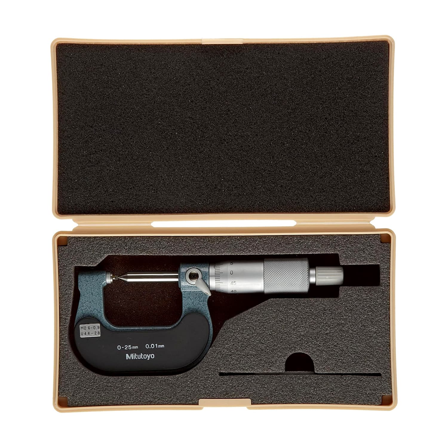 Mitutoyo 0 - 25 mm Screw Thread Micrometer (44 - 28 TPI), 125-102