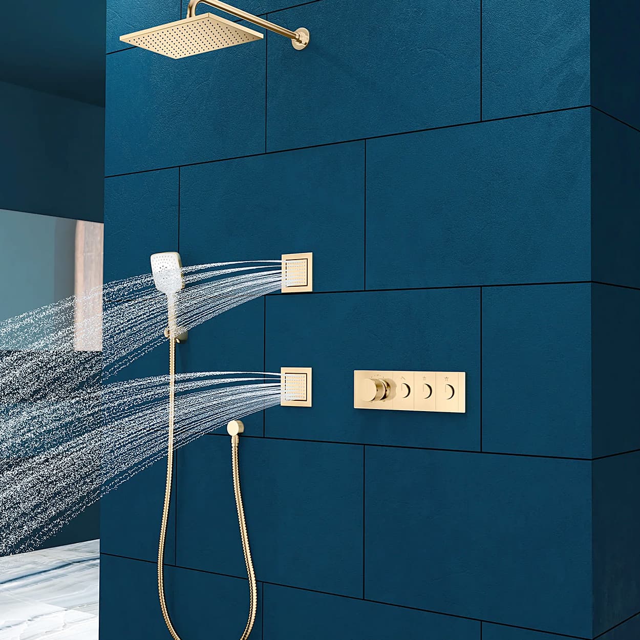 Kohler Anthem Recessed Thermostatic Mechanical 3 Outlet Trim In French Gold Finish, K-26347IN-9-AF