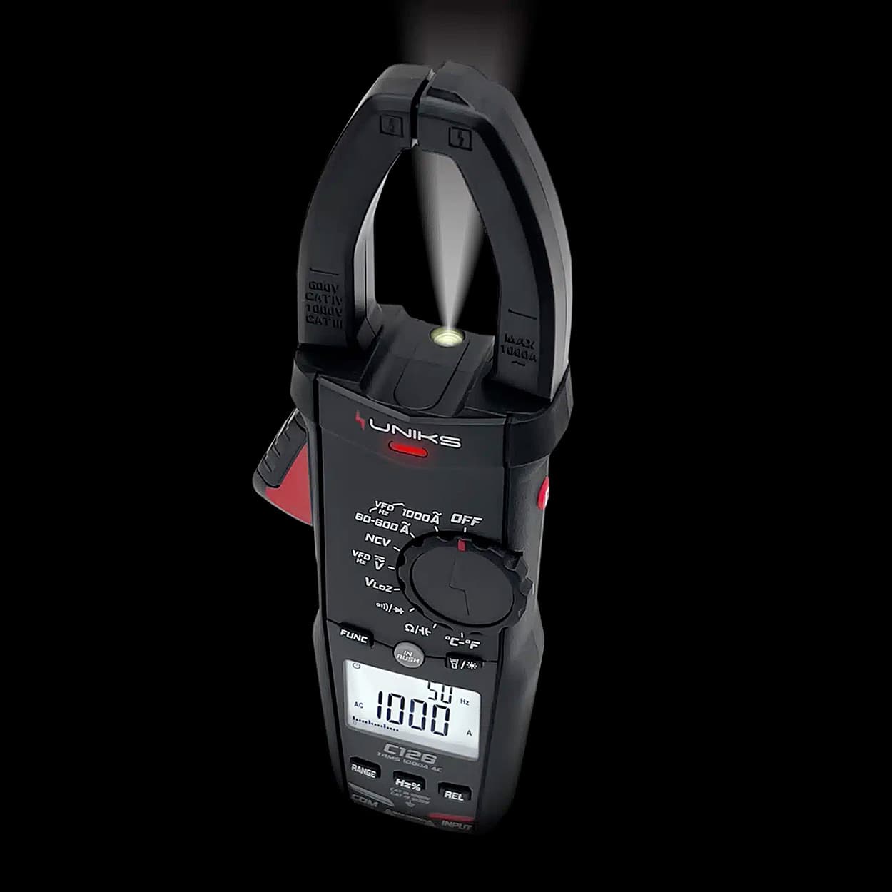 Uniks 6000 Count / 1000A Digital TRMS AC Clamp Meter, C-126