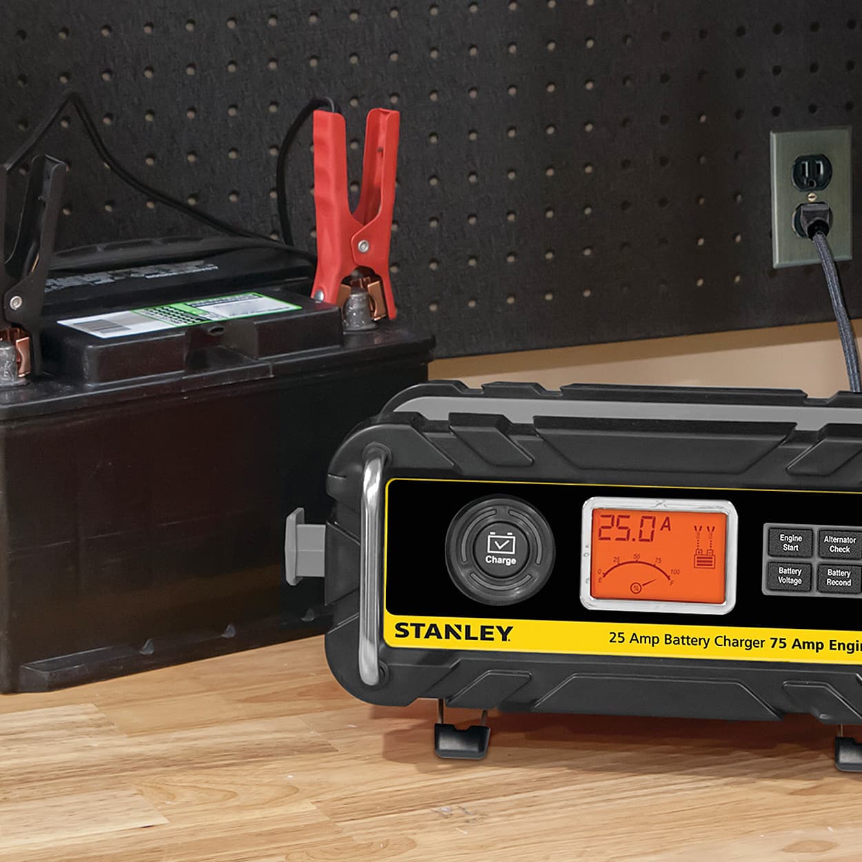 Stanley 25 Amp Battery Charger with 75 Amp Engine Start, BC25