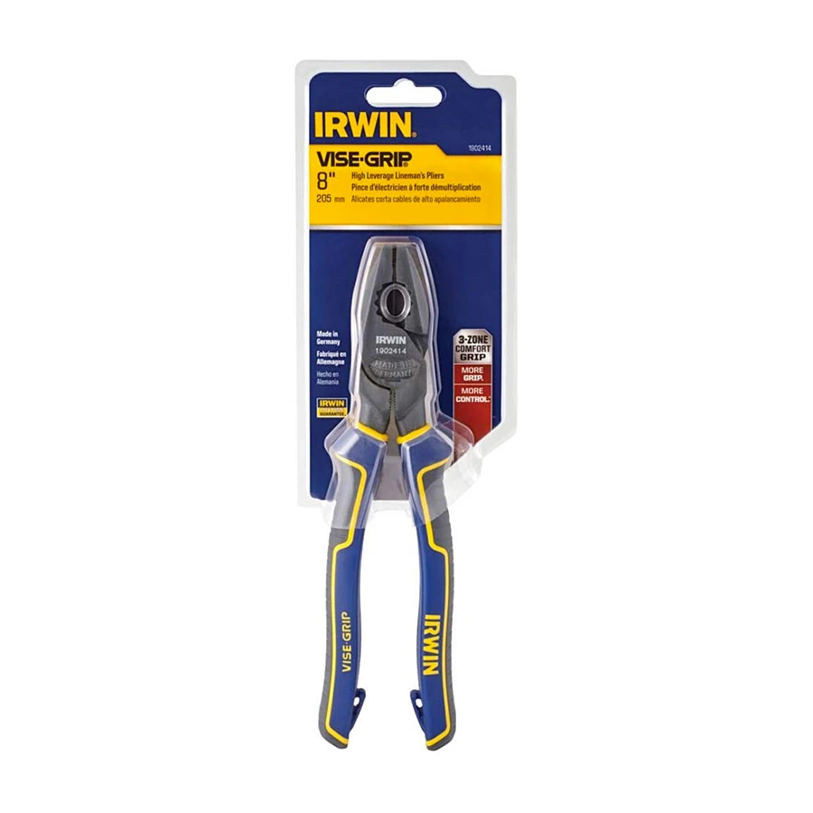 Irwin 8 inch / 215 mm High Leverage Lineman's Plier With Vise Grip, 1902414