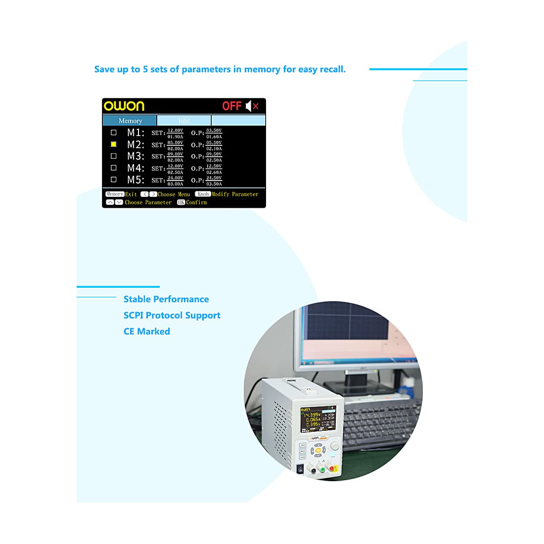 Owon 0 - 30V / 0 - 5A Programmable DC Power Supply, P4305