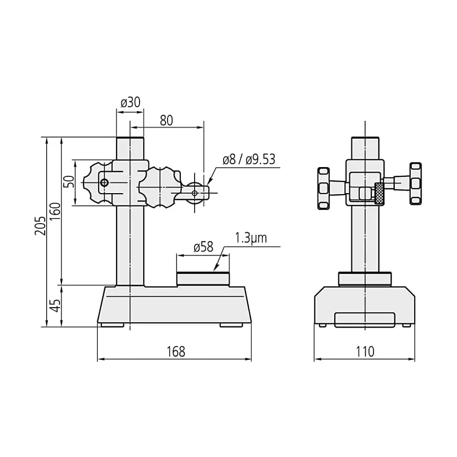 Mitutoyo 58 mm Dia. (Flat Anvil) Dial Gauge Stand, 7002-10