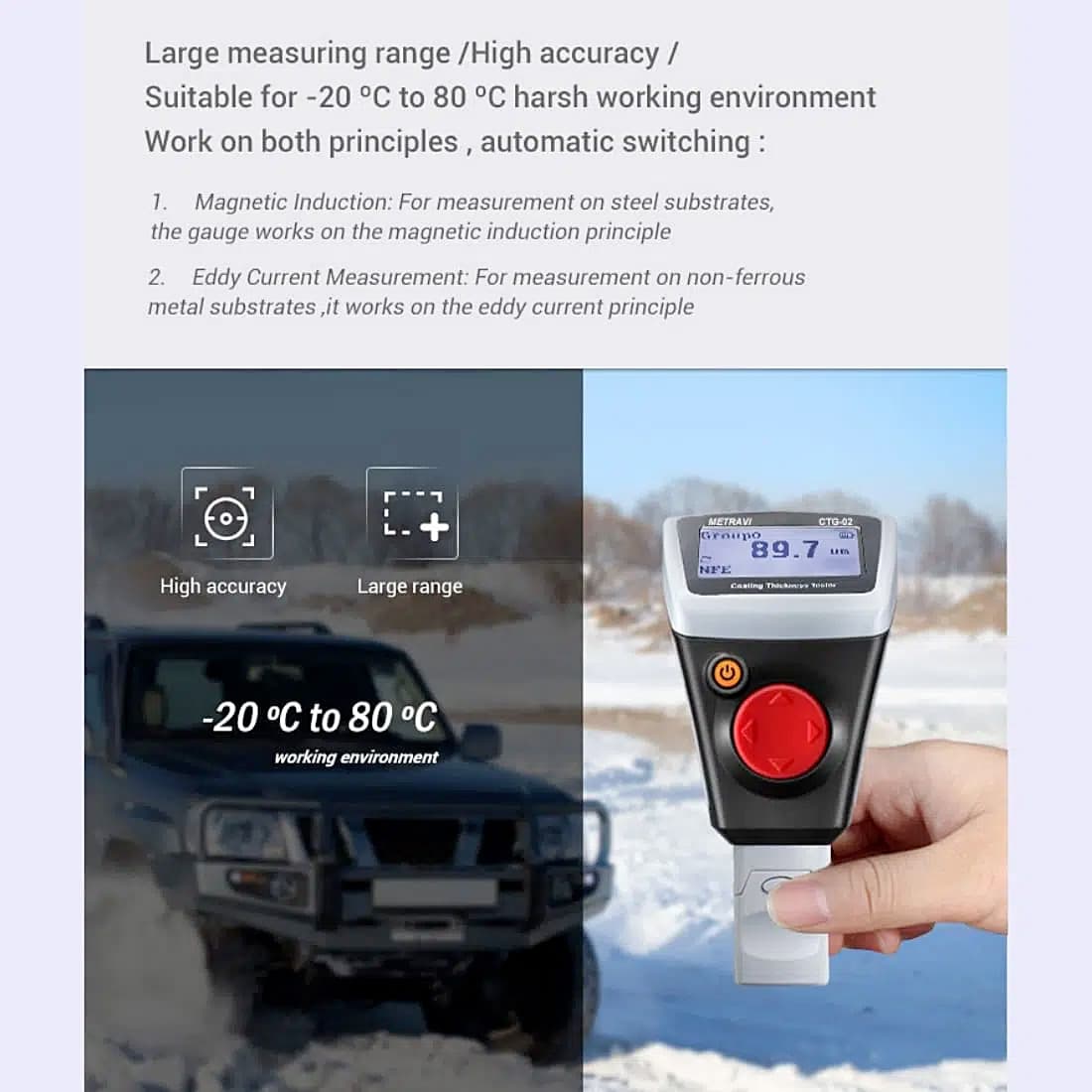 Metravi 2000um Coating Thickness Gauge With External Probe, CTG-02