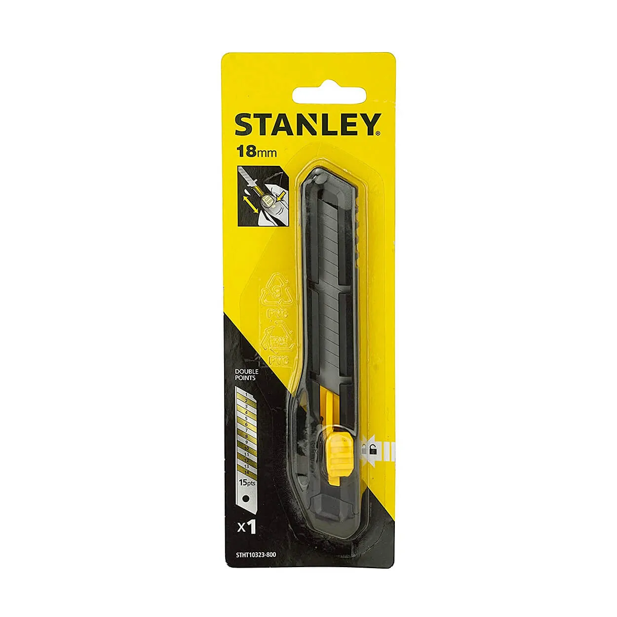 Stanley 18 mm Plastic Slide Lock Snap Off Knife, STHT10323-800
