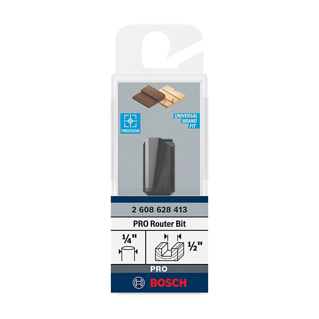 Bosch 1/2 inch Pro Router Straight Bit (2 Flute), 2 608 628 413
