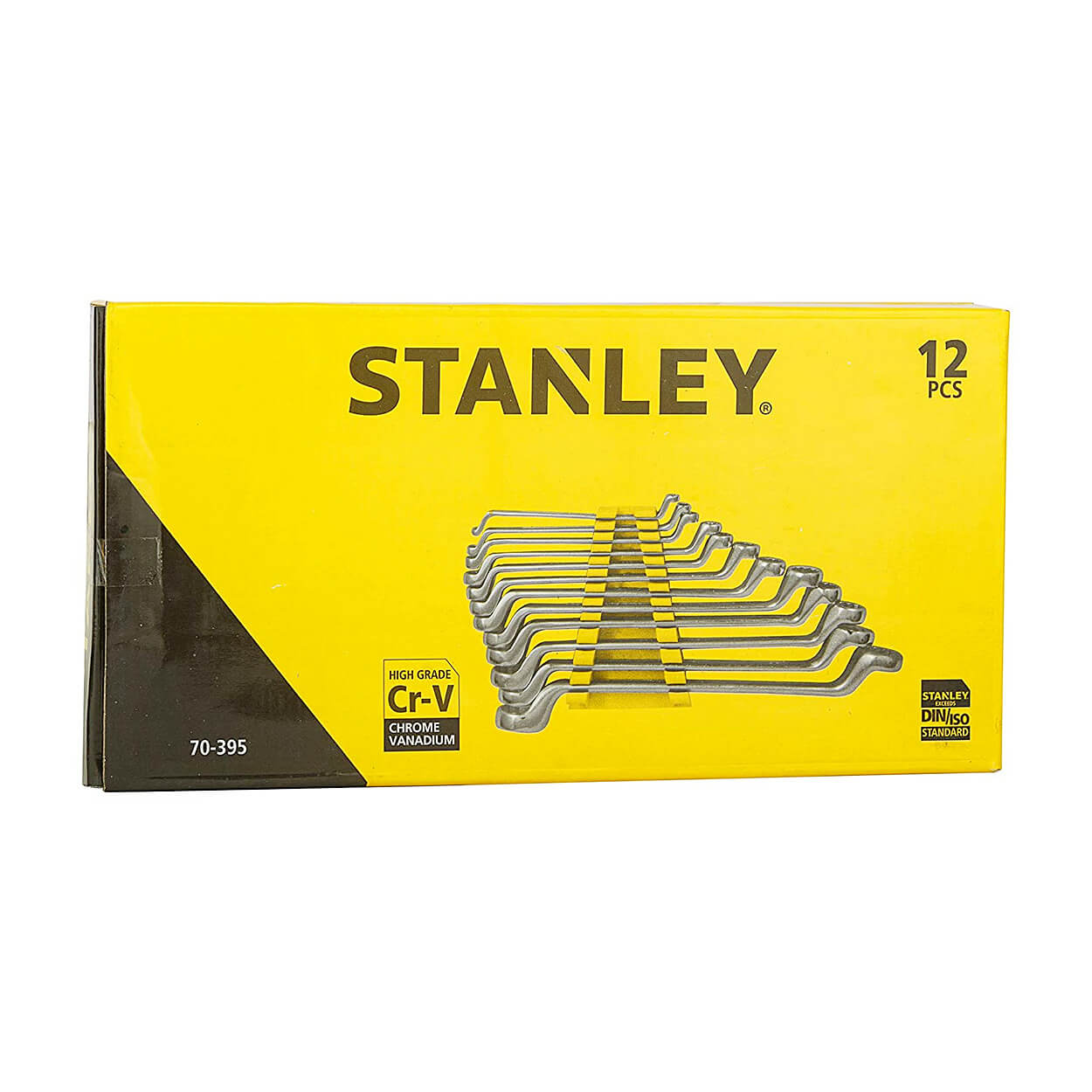 Stanley 12 Pcs, Chrome Matte Finish Shallow Offset BI-HX Ring Spanner Set, 70-395E