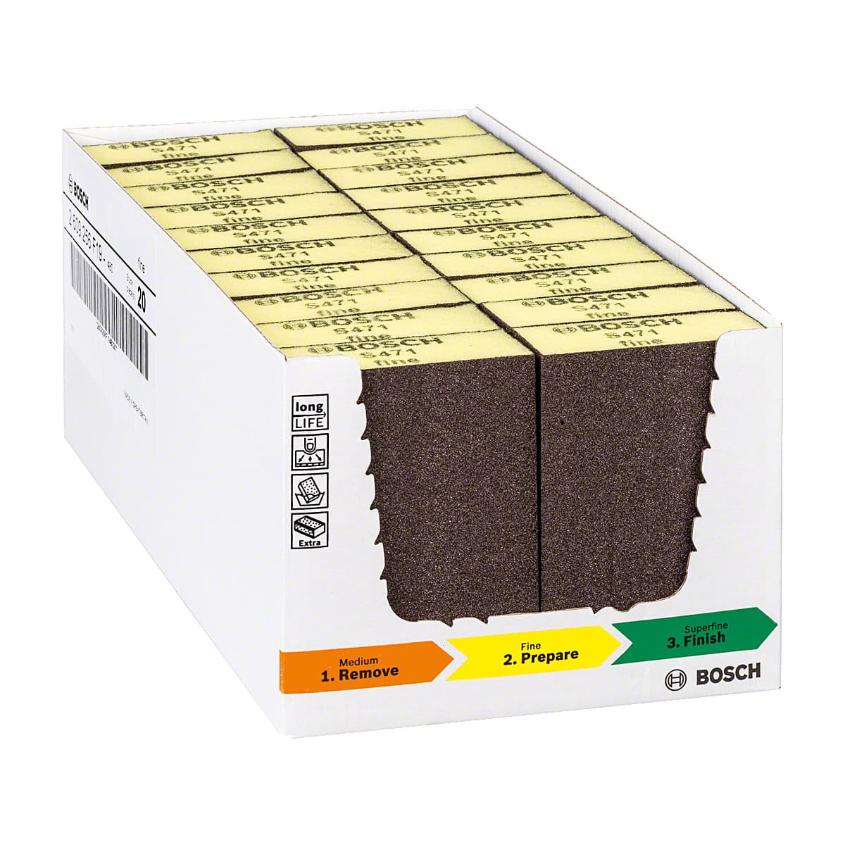 Bosch 69 x 97 x 26 mm Foam Abrasives S471 Std Block (Fine Grit), 2 608 625 004