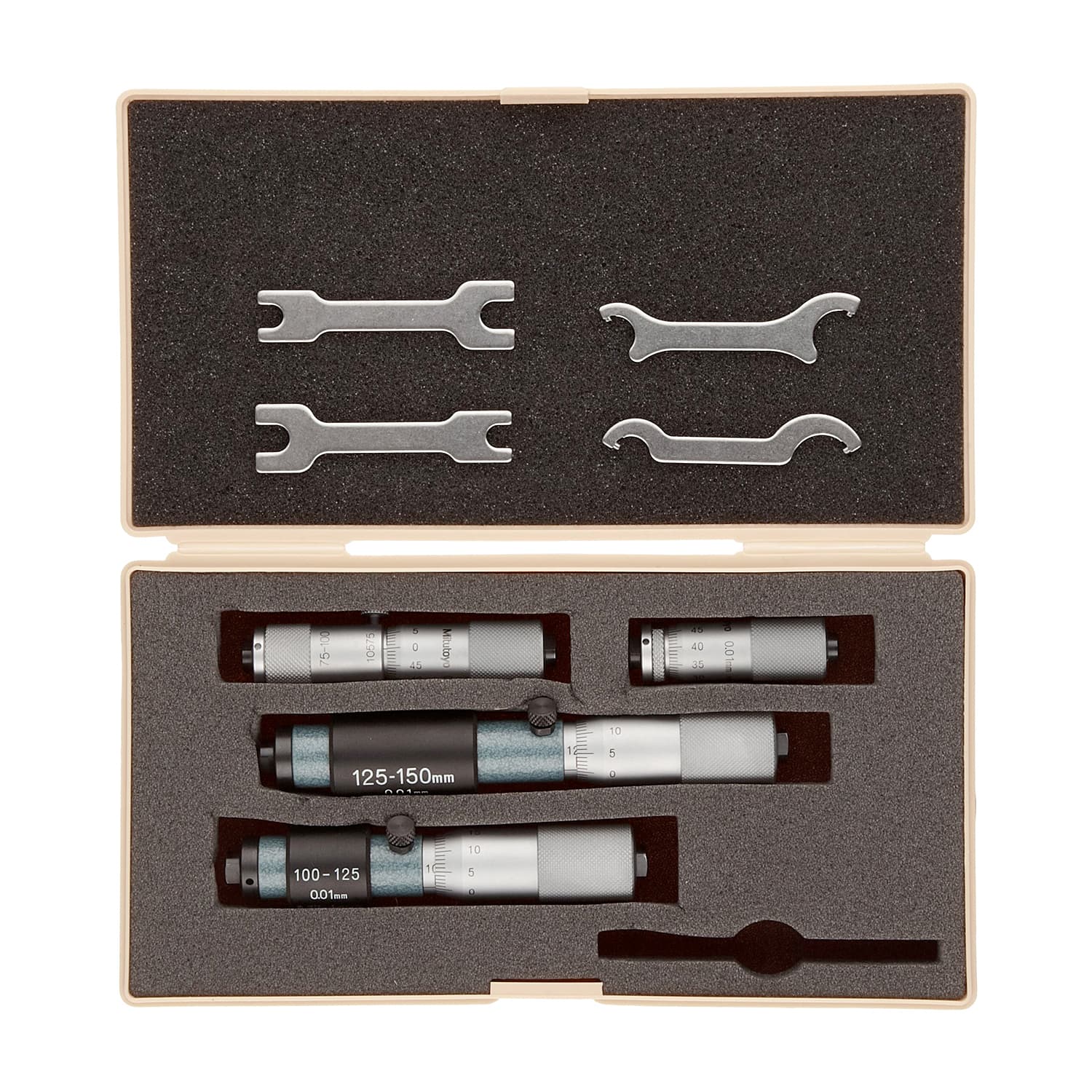 Mitutoyo 50 - 150 mm Tubular Inside Micrometer Set (Pack of 4 Pcs), 133-901