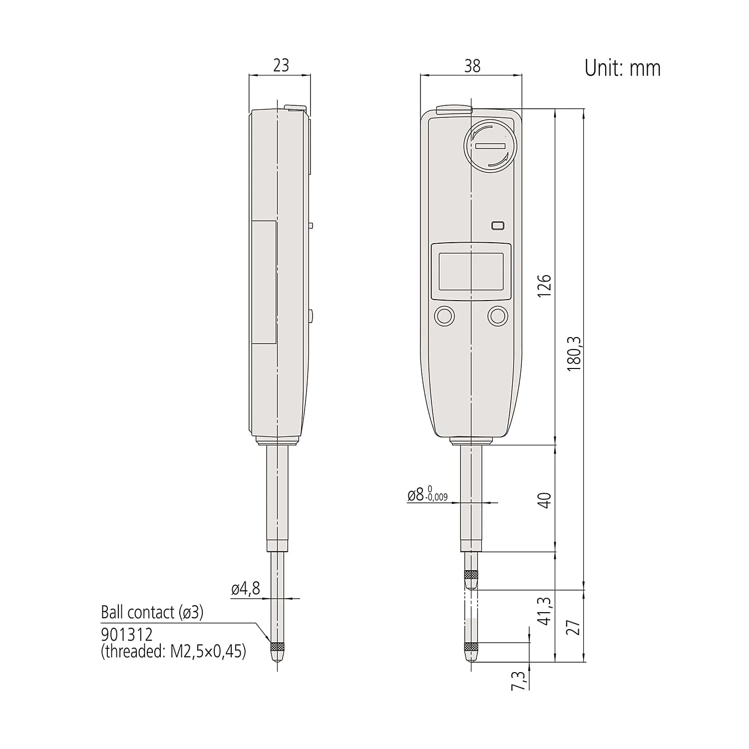Mitutoyo 0 - 25.4 mm ABSOLUTE Digital Indicator - ID-U Series (ISO/JIS Type), 575-121